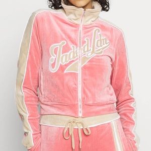 Jaded London Pink Velour Track Jacket